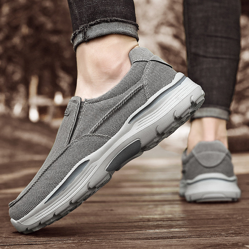 Men's Breathable Canvas Slip-On Loafers | Casual Comfort Sneakers with Cushioned EVA Sole & Mesh Inner for All-Day Wear