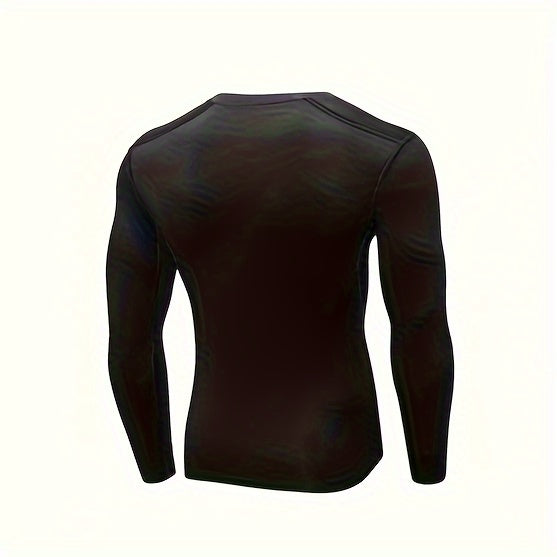 5pcs Men'S Black Compression Long Sleeve T-Shirts - High Stretch, Moisture-Wicking, Skin-Fitting Athletic Wear for Workout & Fitness, All-Season Clothing | Skin Tight Fit | Moisturewicking Fabric, Sweat-Resistant
