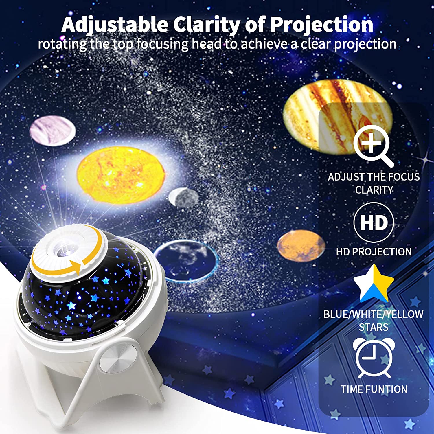 1pc Planetarium Projector, Galaxy Projector, 7 In 1 Rotating Nebula Moon Star Projector, Bedroom Projection Lamp, Decorative Night Light