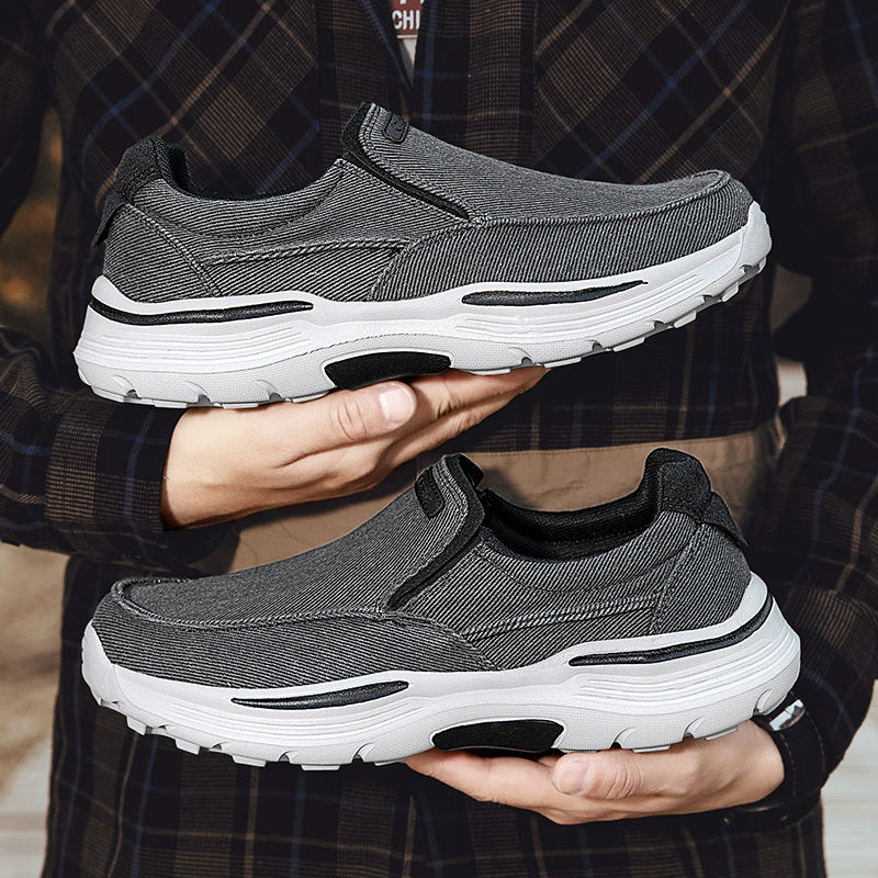 Men's Breathable Canvas Slip-On Loafers | Casual Comfort Sneakers with Cushioned EVA Sole & Mesh Inner for All-Day Wear