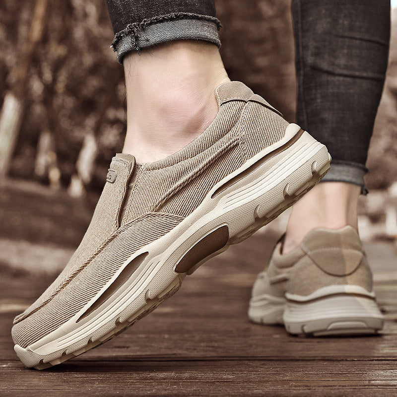 Men's Breathable Canvas Slip-On Loafers | Casual Comfort Sneakers with Cushioned EVA Sole & Mesh Inner for All-Day Wear