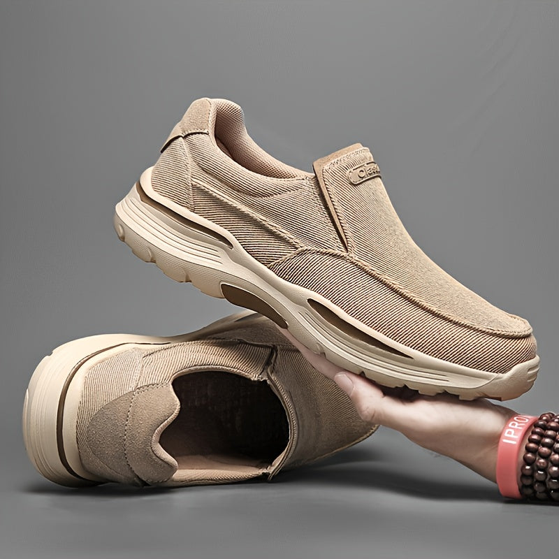 Men's Breathable Canvas Slip-On Loafers | Casual Comfort Sneakers with Cushioned EVA Sole & Mesh Inner for All-Day Wear