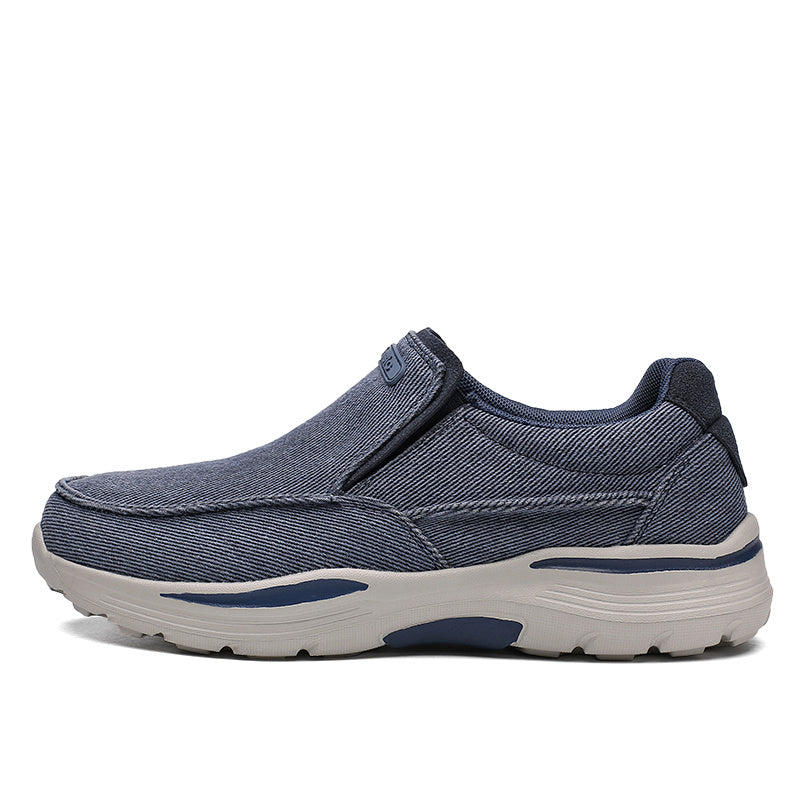 Men's Breathable Canvas Slip-On Loafers | Casual Comfort Sneakers with Cushioned EVA Sole & Mesh Inner for All-Day Wear