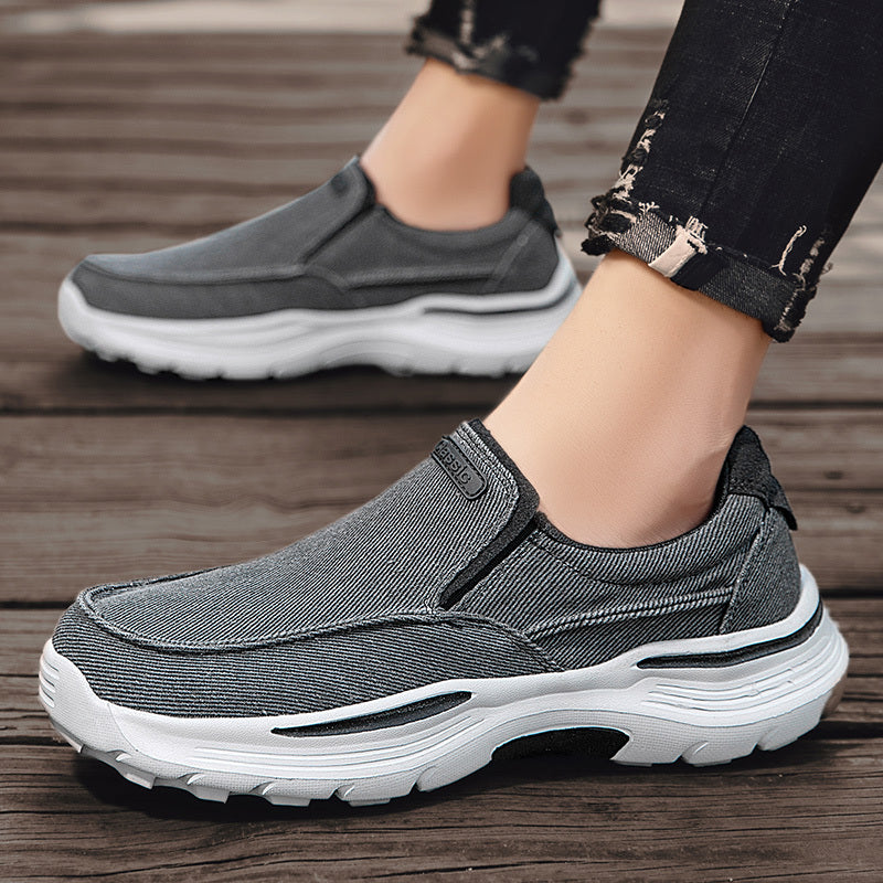 Men's Breathable Canvas Slip-On Loafers | Casual Comfort Sneakers with Cushioned EVA Sole & Mesh Inner for All-Day Wear