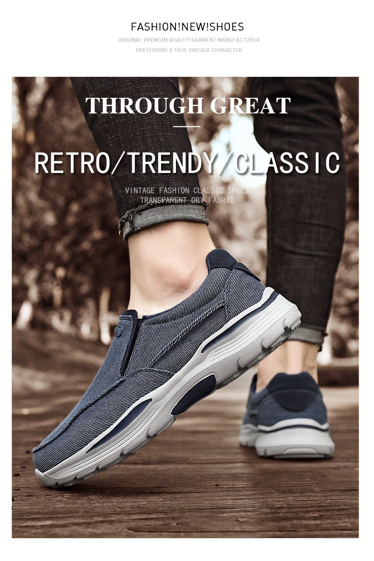 Men's Breathable Canvas Slip-On Loafers | Casual Comfort Sneakers with Cushioned EVA Sole & Mesh Inner for All-Day Wear