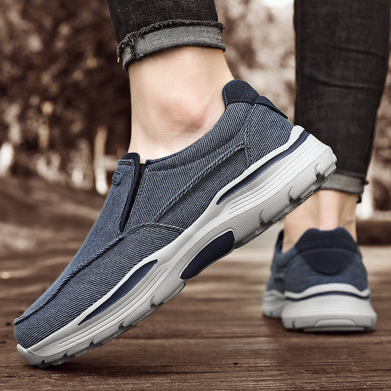 Men's Breathable Canvas Slip-On Loafers | Casual Comfort Sneakers with Cushioned EVA Sole & Mesh Inner for All-Day Wear