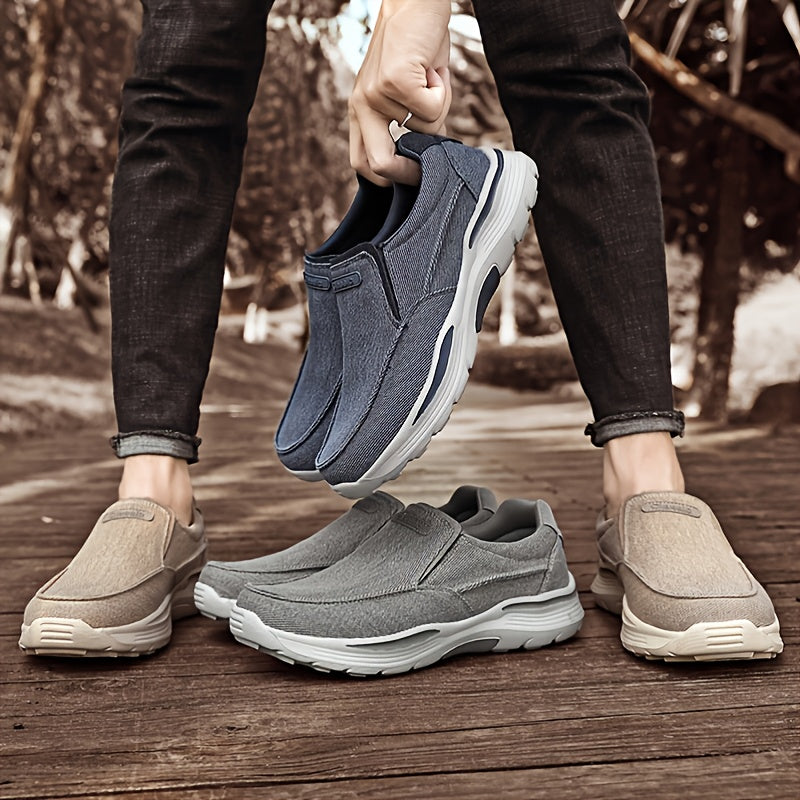 Men's Breathable Canvas Slip-On Loafers | Casual Comfort Sneakers with Cushioned EVA Sole & Mesh Inner for All-Day Wear