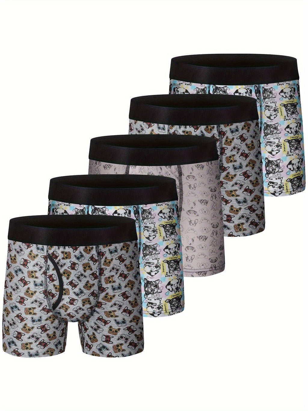5-Piece Boys Ultra-Soft Cotton Boxer Brief Set - Moisture-Wicking, Vibrant Cartoon Prints, Athletic Sport Performance
