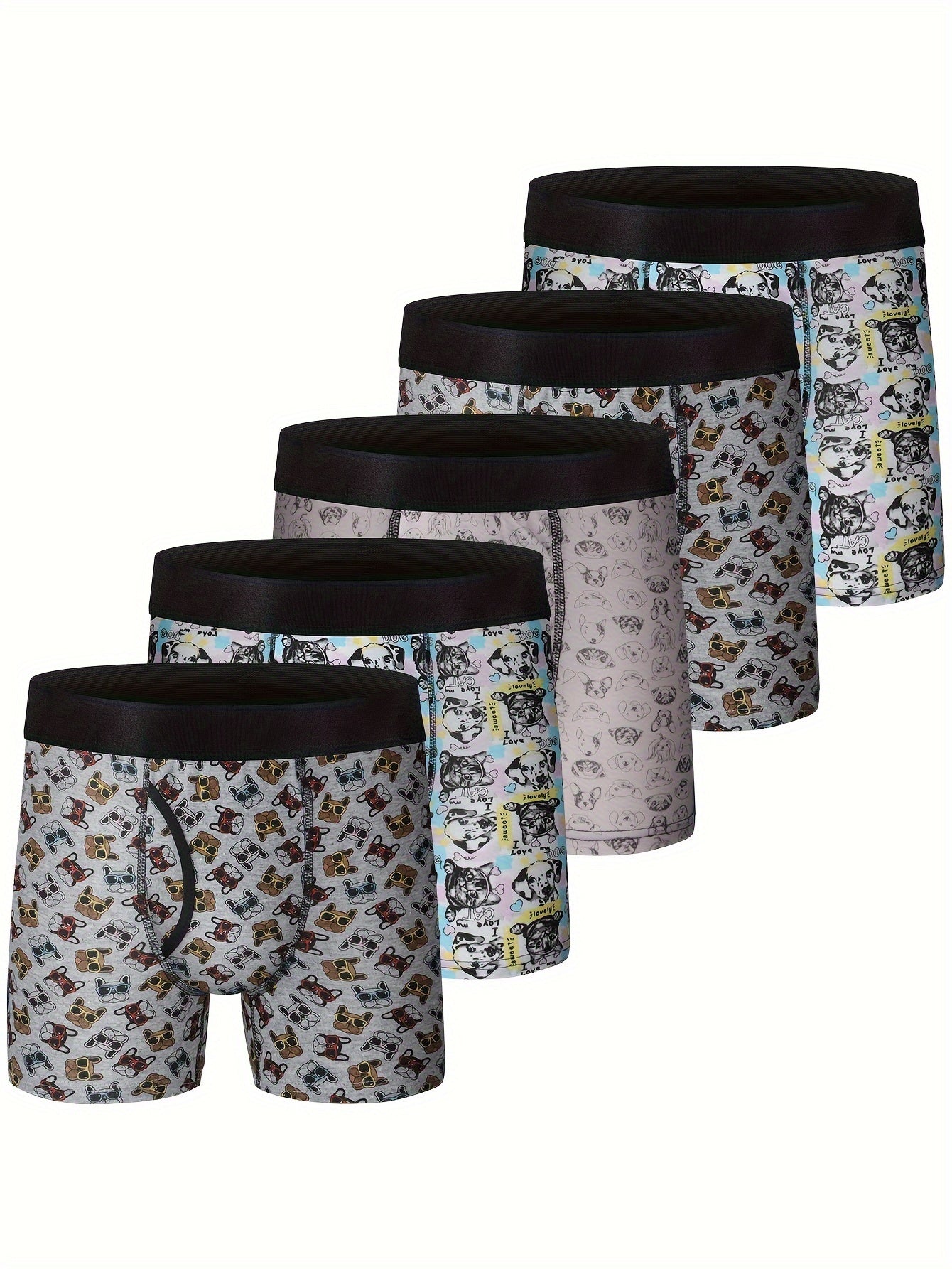 5-Piece Boys Ultra-Soft Cotton Boxer Brief Set - Moisture-Wicking, Vibrant Cartoon Prints, Athletic Sport Performance